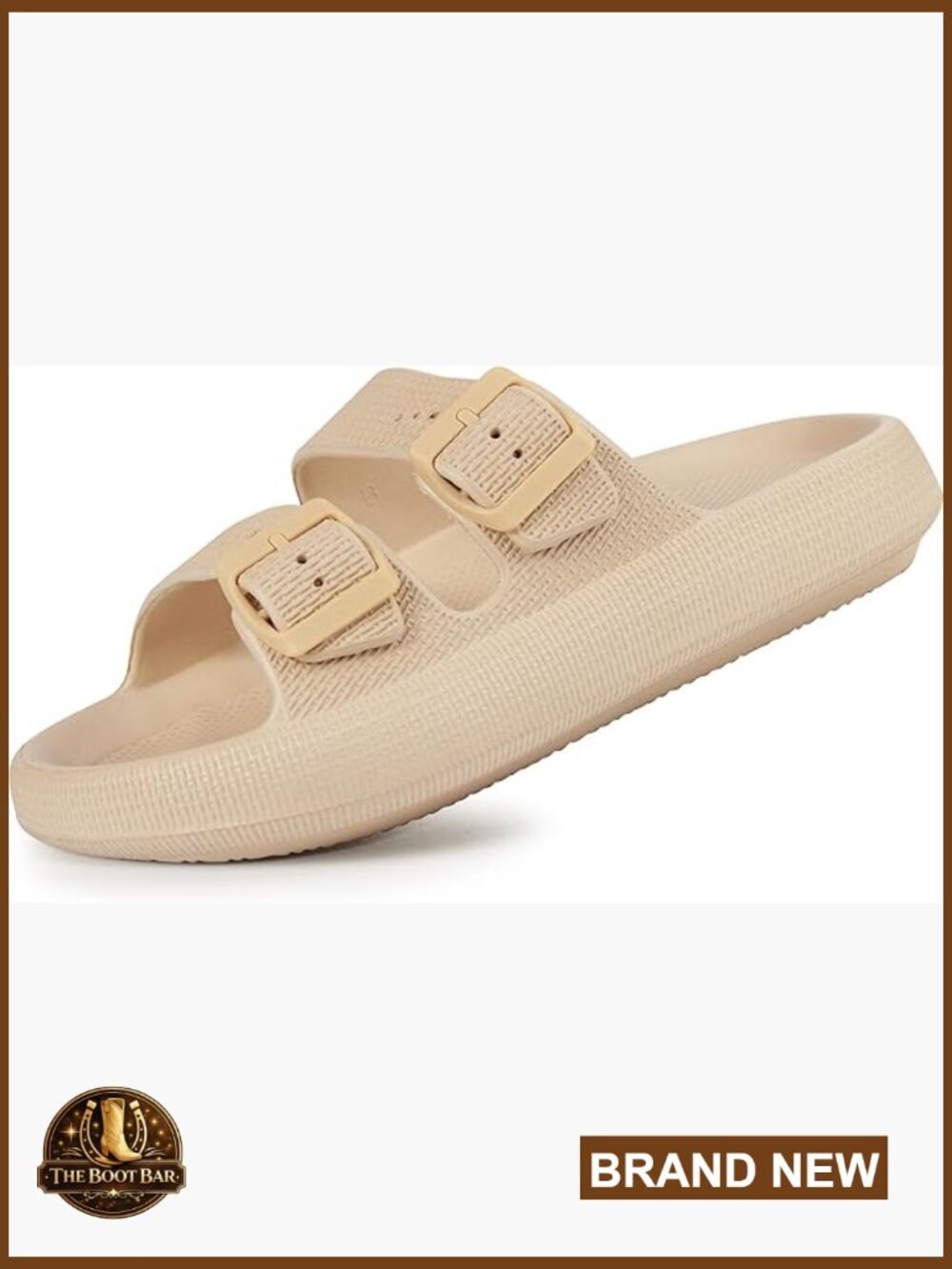 Double Buckle Adjustable Slide Sandals - EVA Flat Sandals Indoors or Outdoors